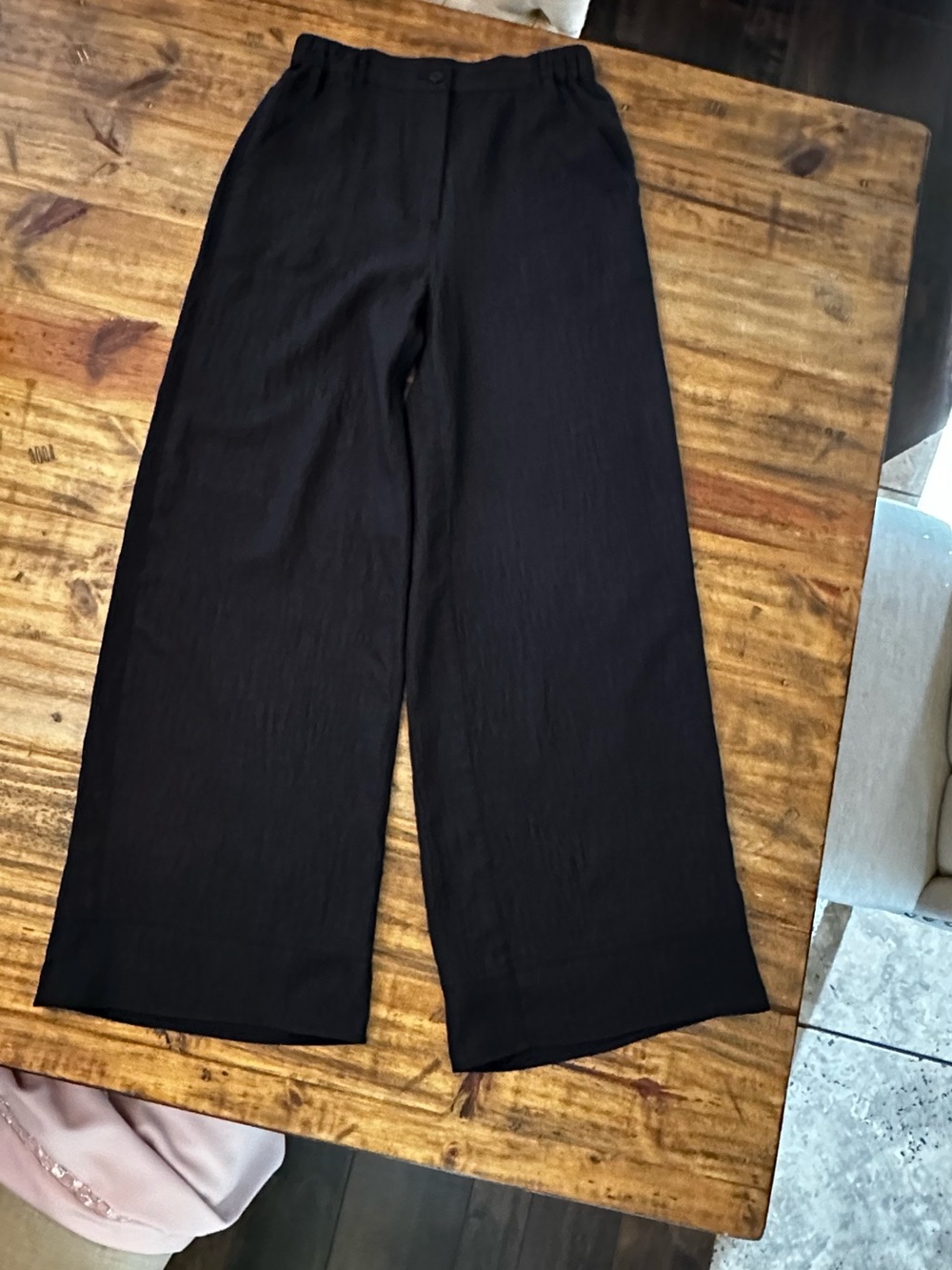 Max Studio Black Wide-Leg Pull-On Pants with Smooth Drapey Fabric